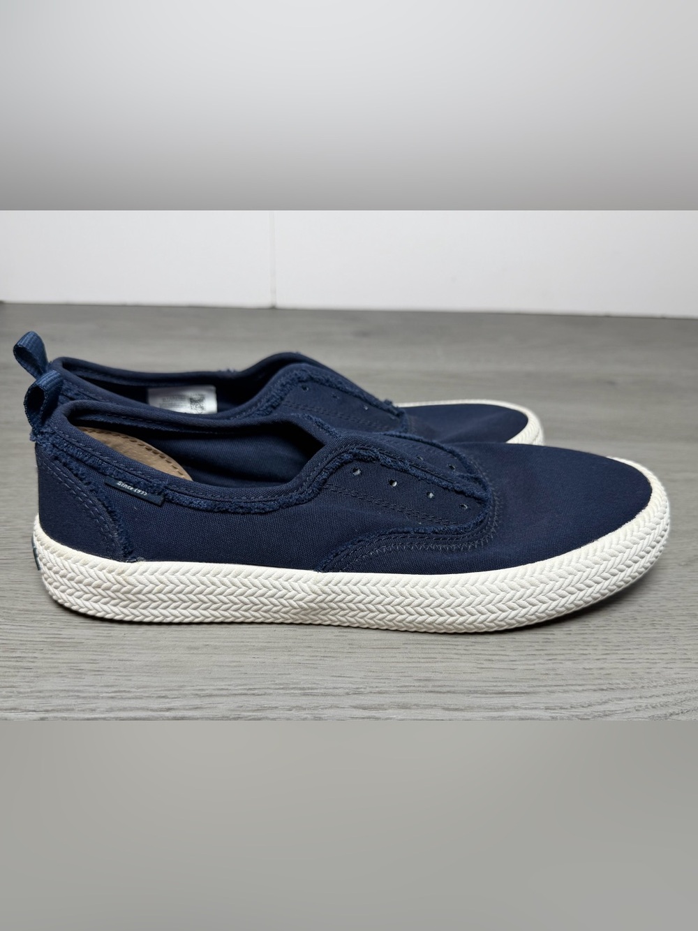 NEW Sperry Top-Sider Crest Rope Fray Navy Slip On Sneaker 9